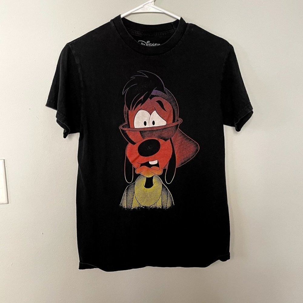 Disney goofy character black cotton short sleeved t-shirt casual summer top